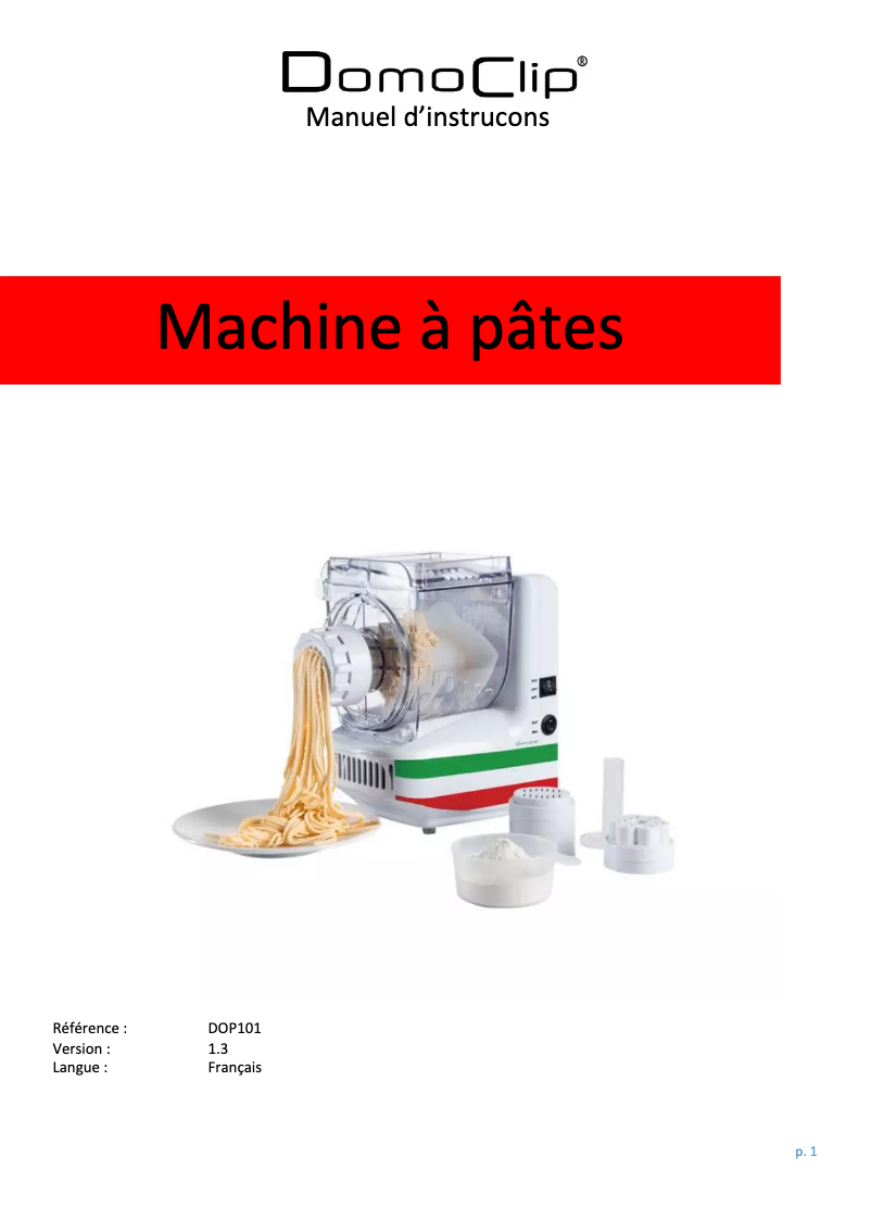 Page 1 de la notice Manuel utilisateur Domoclip DOP101