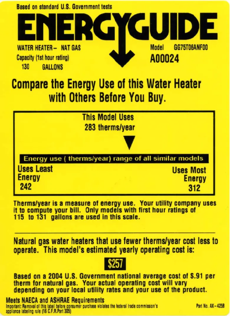 Page 1 de la notice Label énergétique GE GG75T06ASK