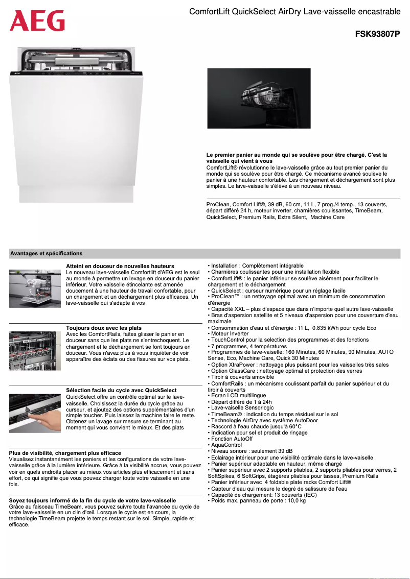 Page n°1 - Fiche technique AEG FSK93807P