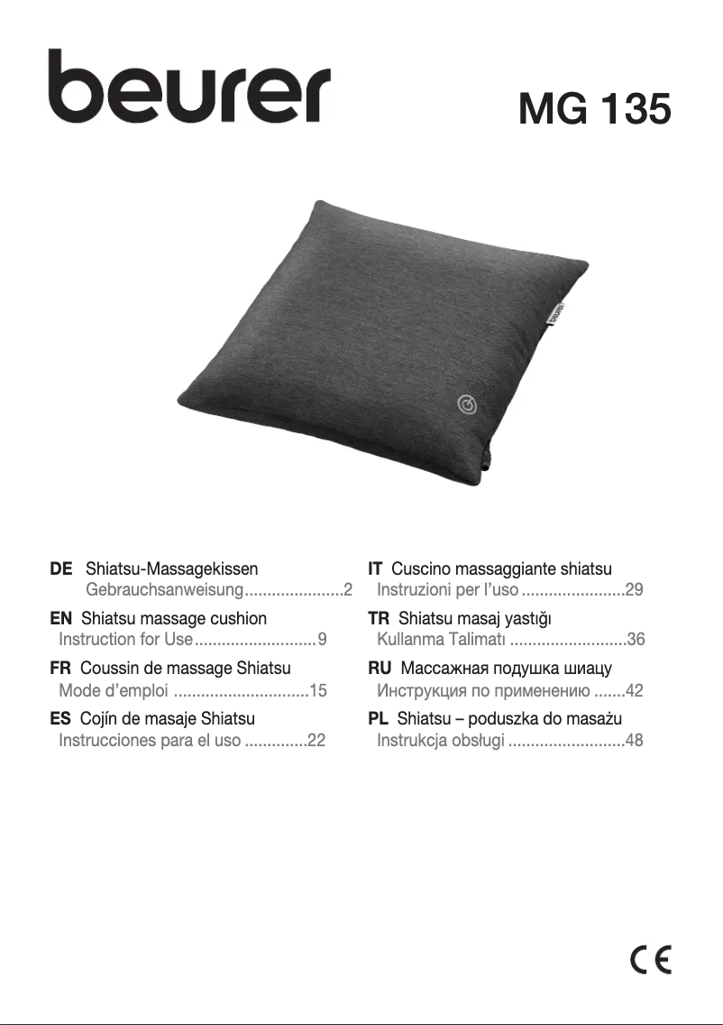 Page 1 de la notice Manuel utilisateur Beurer MG 135