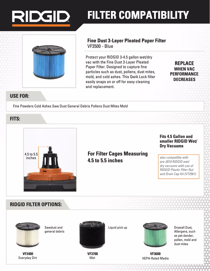 Page n°1 - Instructions / montage Ridgid HD1640