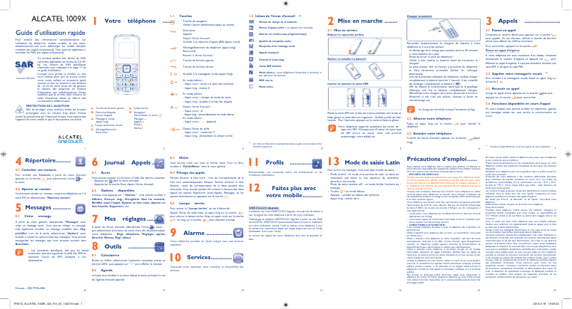 Page n°1 - Manuel utilisateur Alcatel OT-1009X