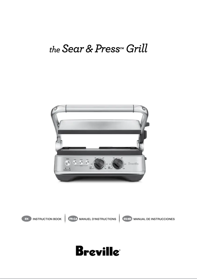Page 1 de la notice Manuel utilisateur Breville the Sear & Press Grill BGR700