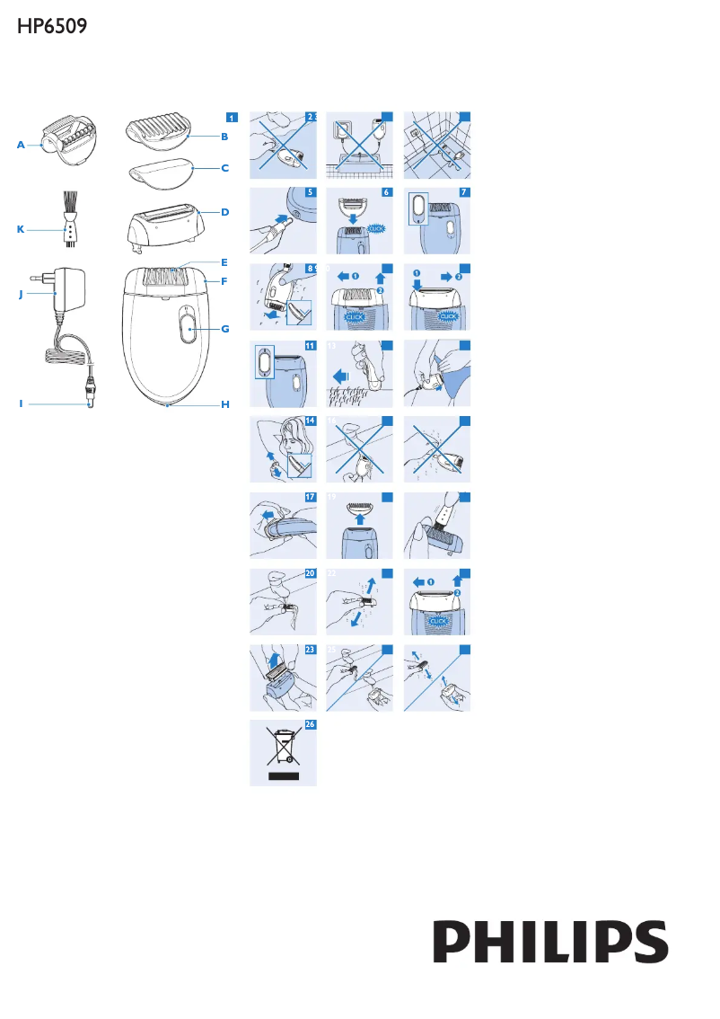 Page 1 de la notice Manuel utilisateur Philips Satinelle HP6509