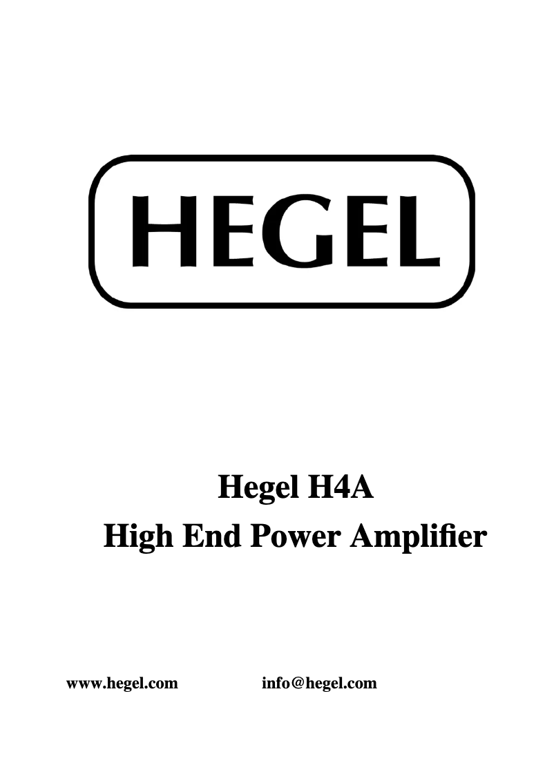 Page 1 de la notice Manuel utilisateur Hegel H4A