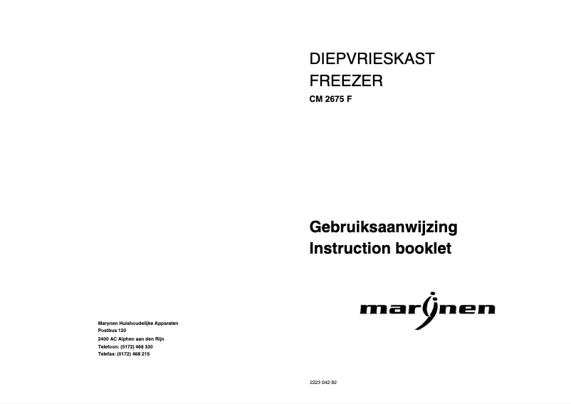 Page 1 de la notice Manuel utilisateur Marijnen CM 2675 F