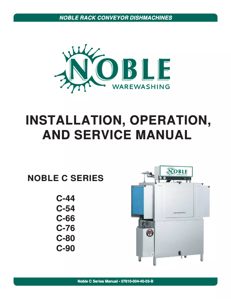 Page n°1 - Manuel utilisateur Noble Warewashing Ω
