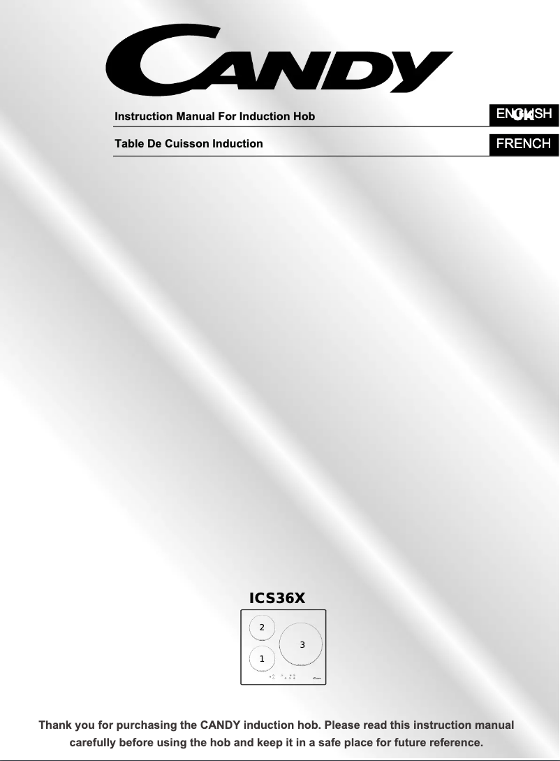 Page n°1 - Manuel utilisateur Candy ICS 36X