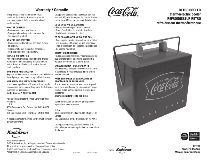 Page n°1 - Manuel utilisateur Coca-Cola CRT06