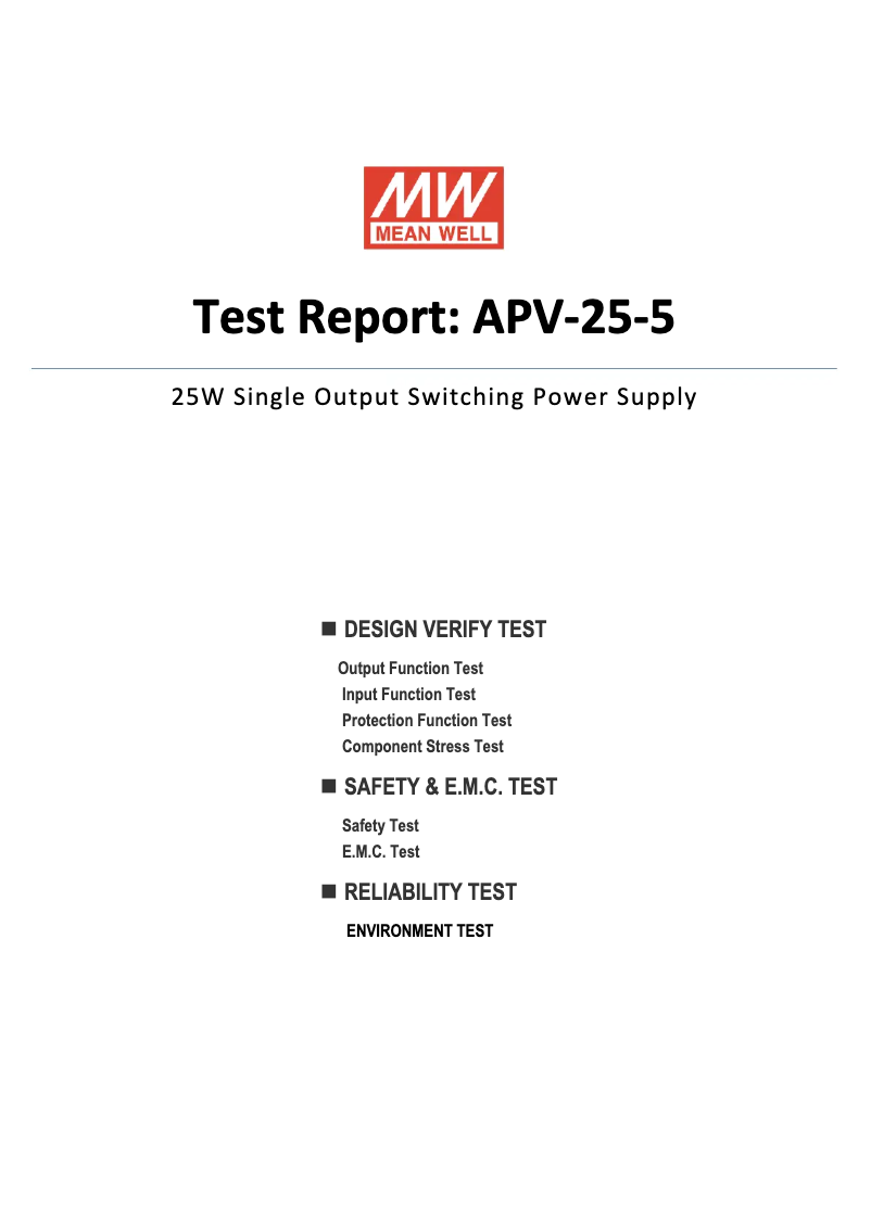 Page n°1 - Fiche technique Mean Well APV-25-5