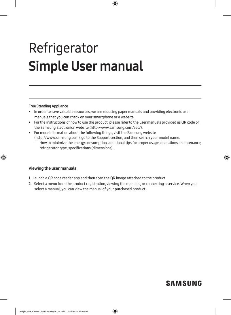 Page n°1 - Manuel utilisateur Samsung RB50DG602ES9