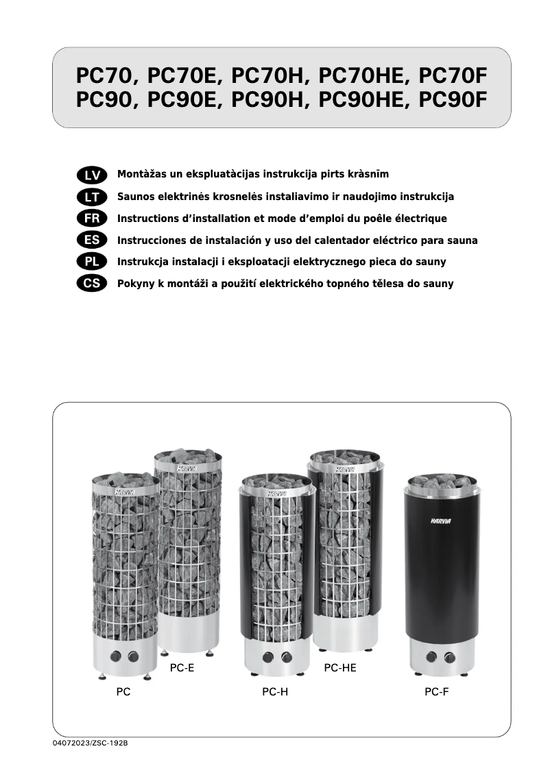 Image de la première page du manuel de l'appareil Cilindro PC90HE HPCE900400H