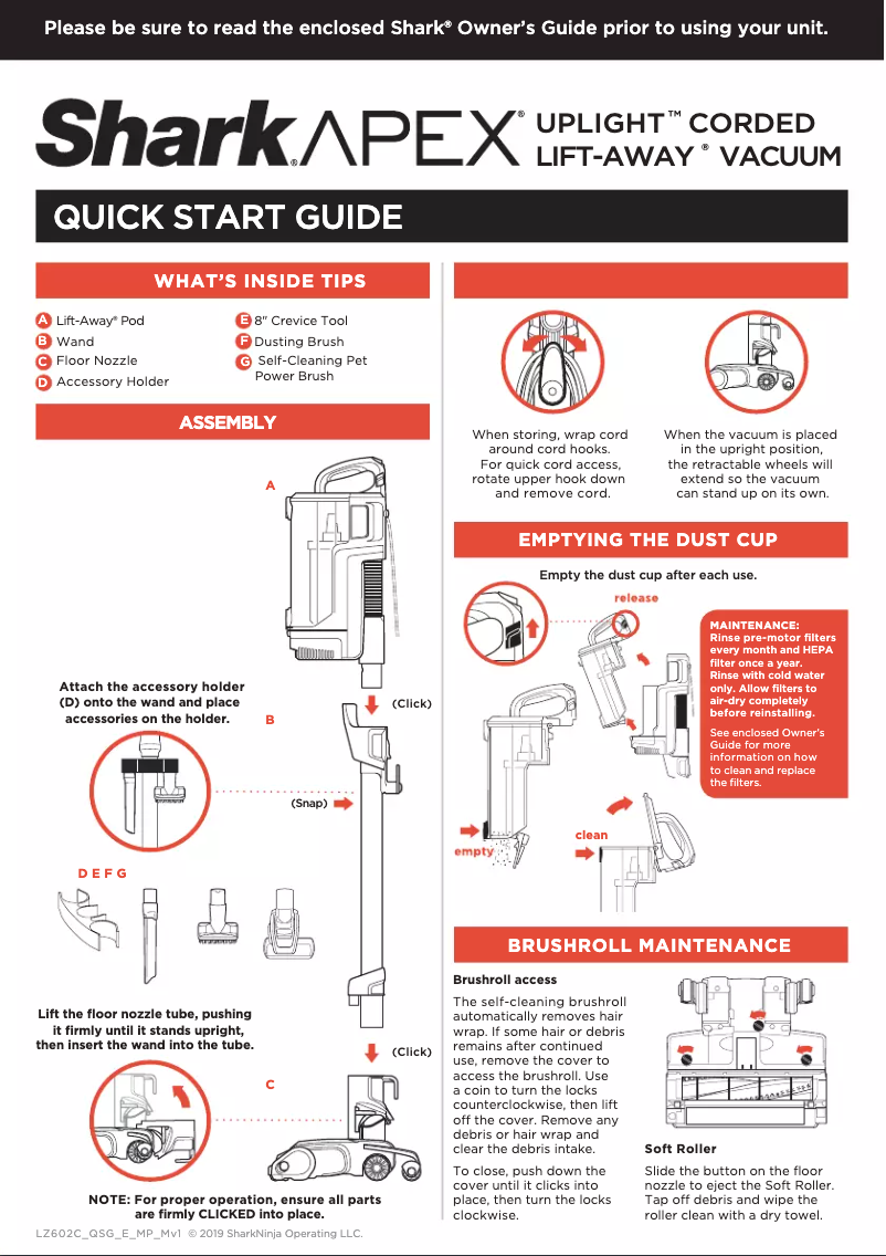 Image de la première page du manuel de l'appareil Apex Uplight LZ602