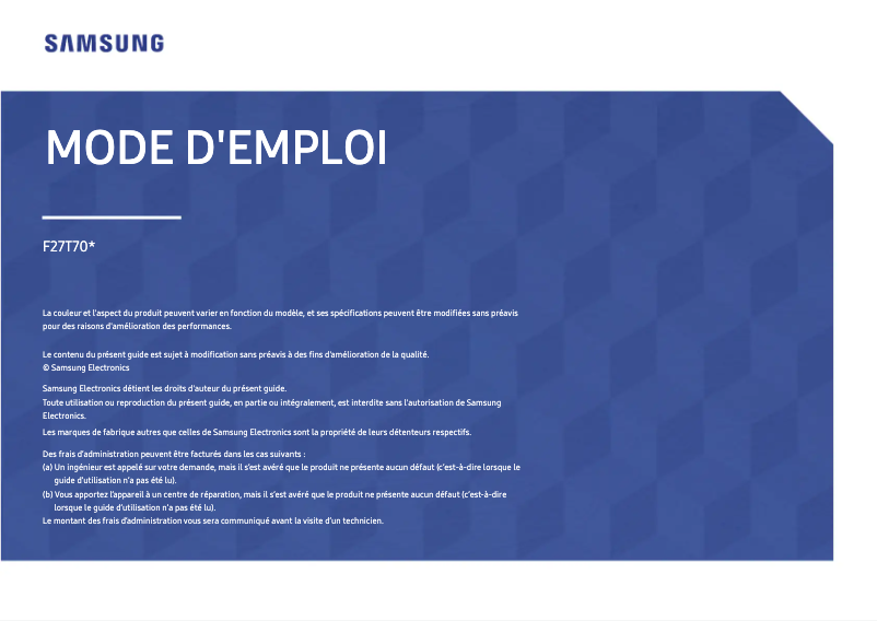 Image de la première page du manuel de l'appareil F27T700QQN