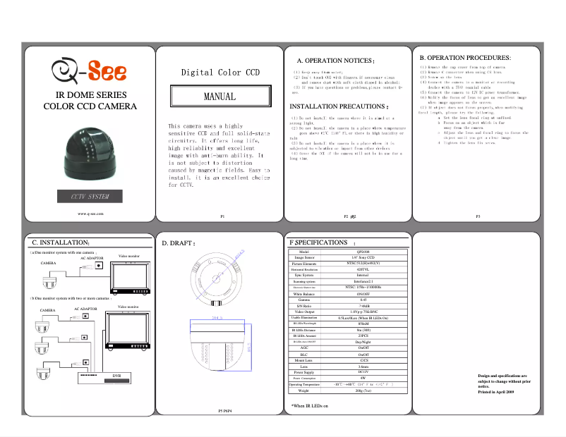 Page n°1 - Manuel utilisateur Q-See QPD308