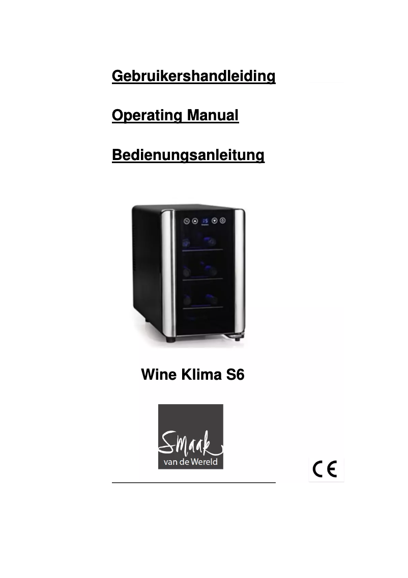 Page n°1 - Manuel utilisateur Wine Klima S6