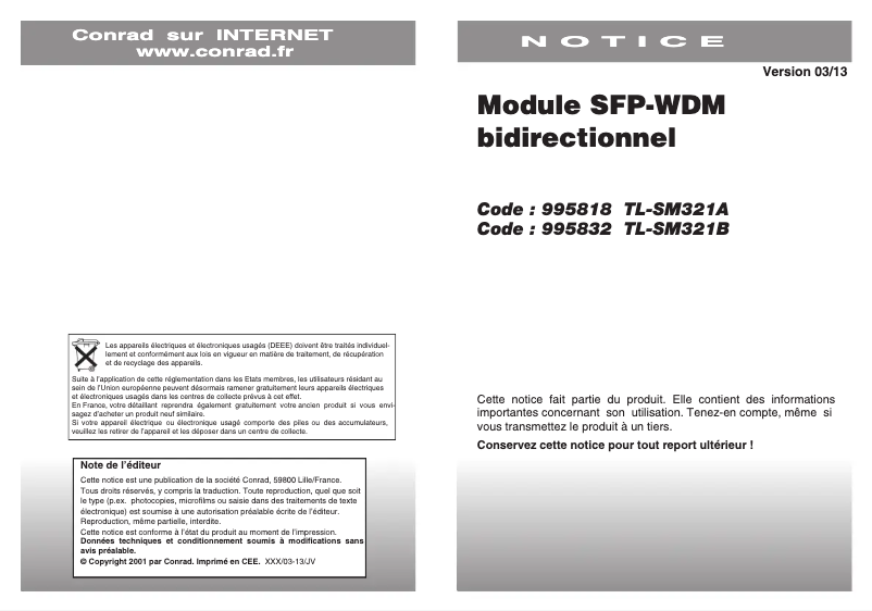 Page n°1 - Manuel utilisateur TP-Link TL-SM321A