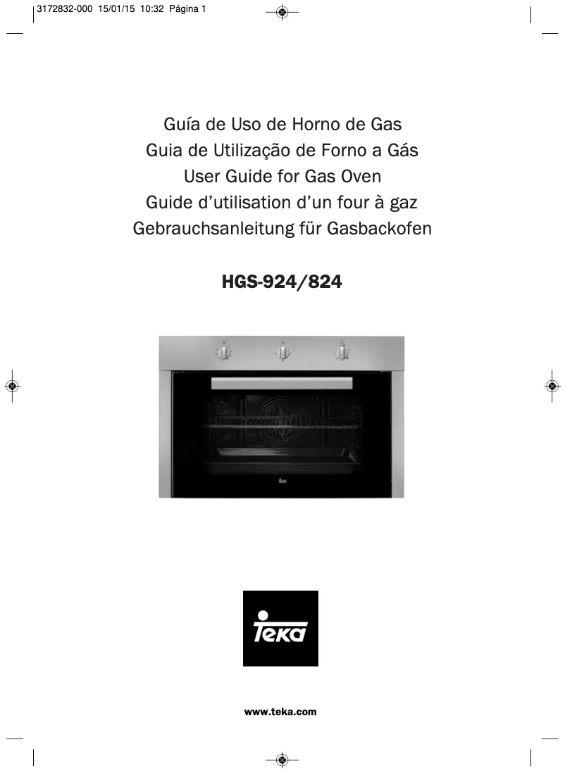Page n°1 - Manuel utilisateur Teka HGS 824