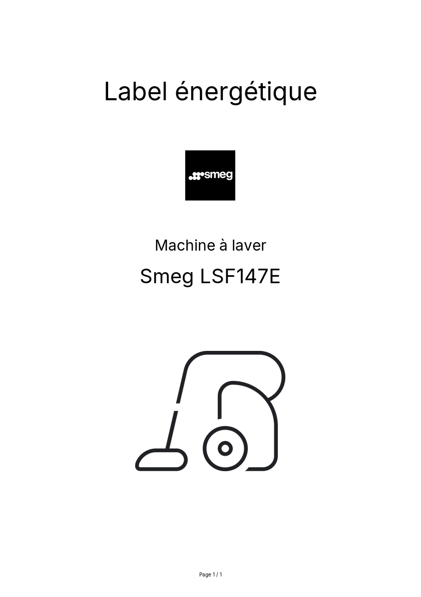 Page n°1 - Label énergétique Smeg LSF147E