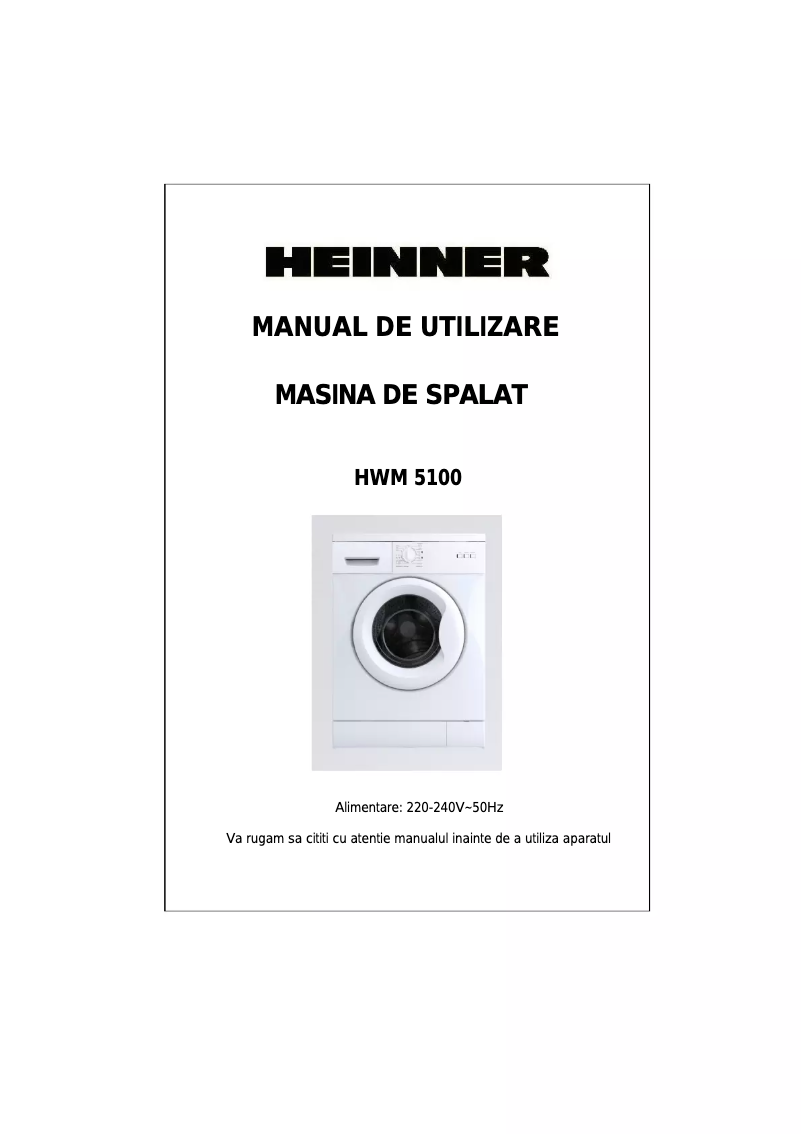 Page 1 de la notice Manuel utilisateur Heinner HWM-5100