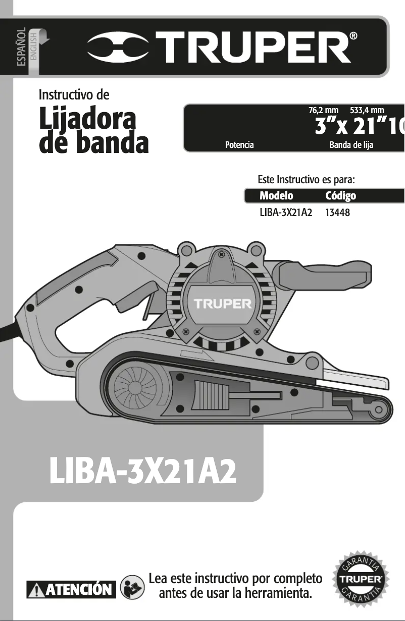 Page n°1 - Manuel utilisateur Truper LIBA-3X21A2