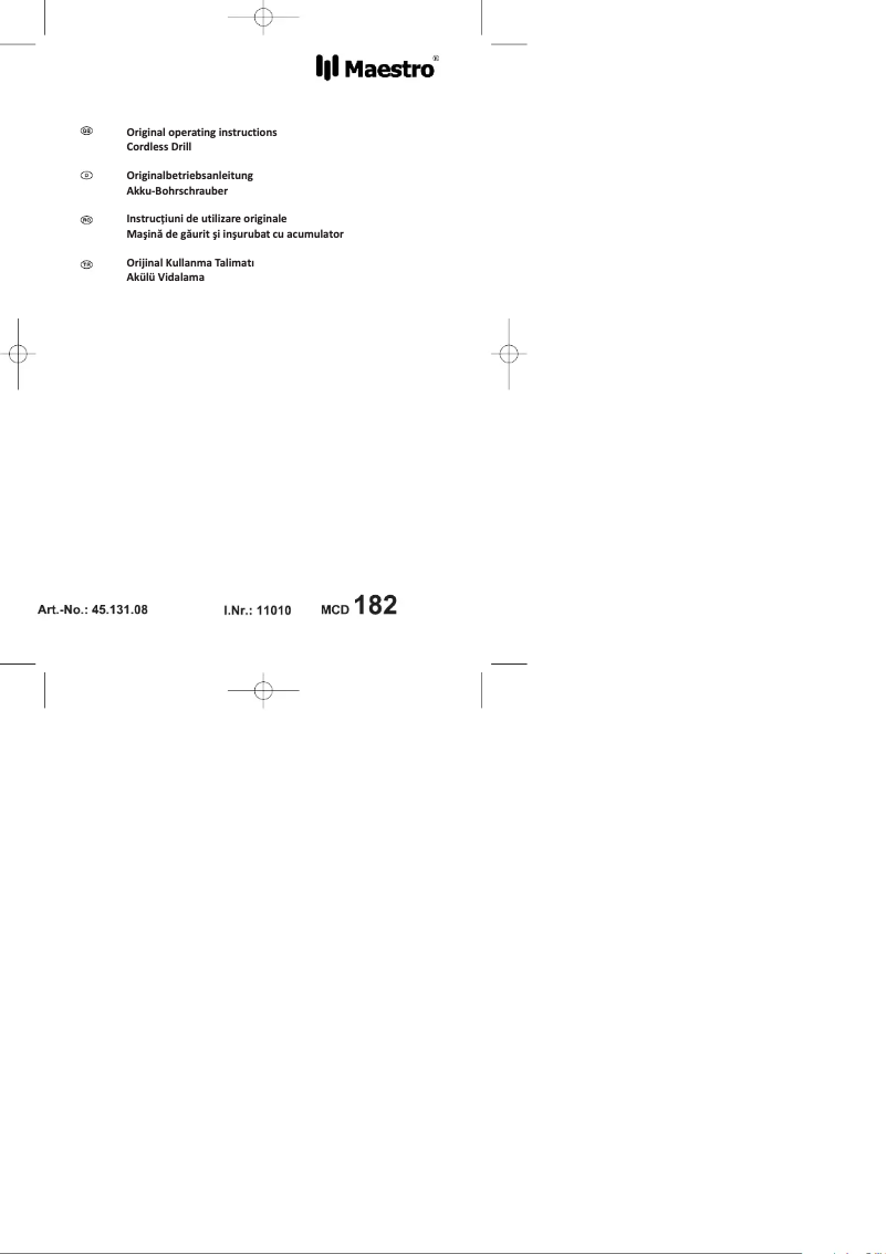 Page 1 de la notice Manuel utilisateur Maestro MCD 182