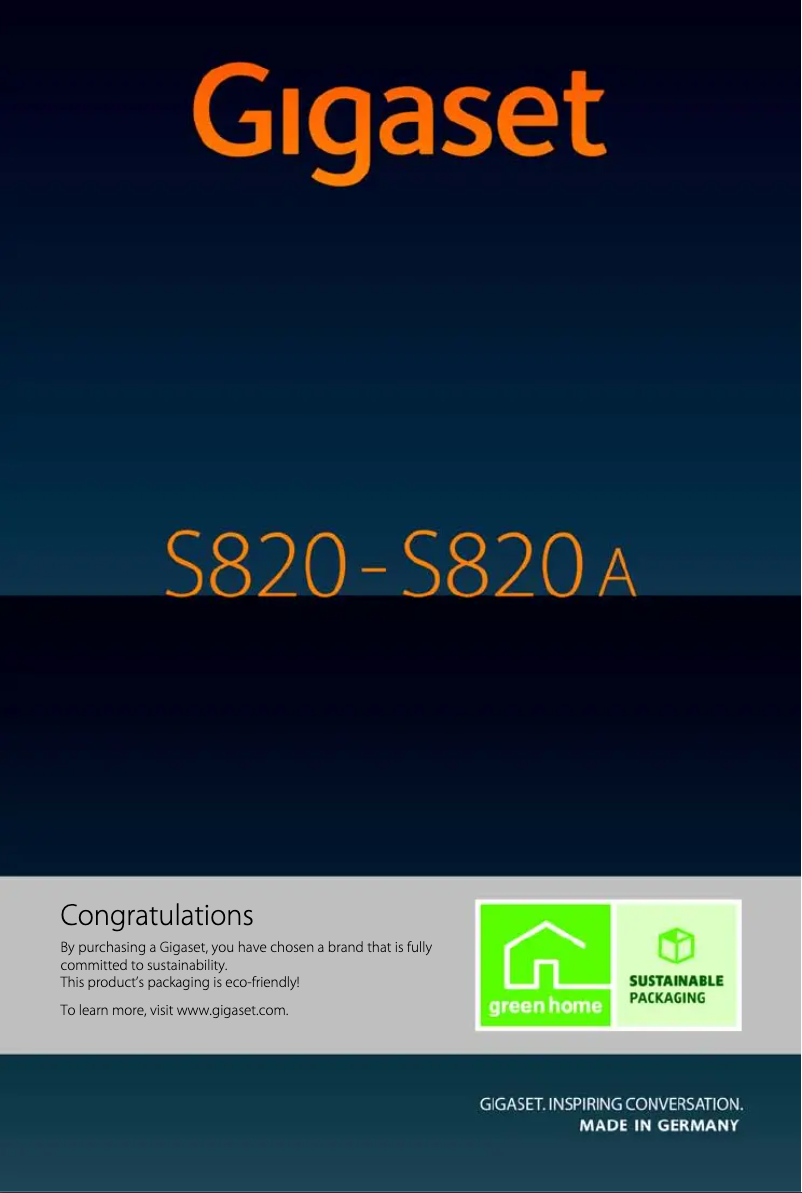 Imagen de la primera página del manual del dispositivo Gigaset S820A