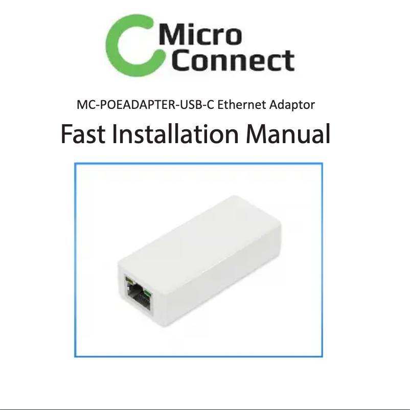 Image de la première page du manuel de l'appareil MC-POEADAPTER-USB-C