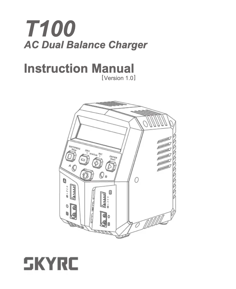 Imagen de la primera página del manual del dispositivo T100