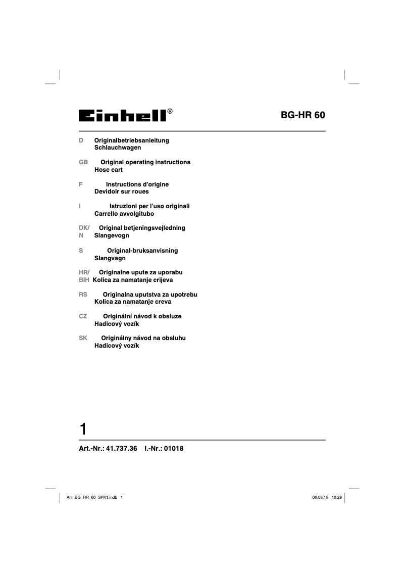Page 1 de la notice Manuel utilisateur Einhell BG-HR 60