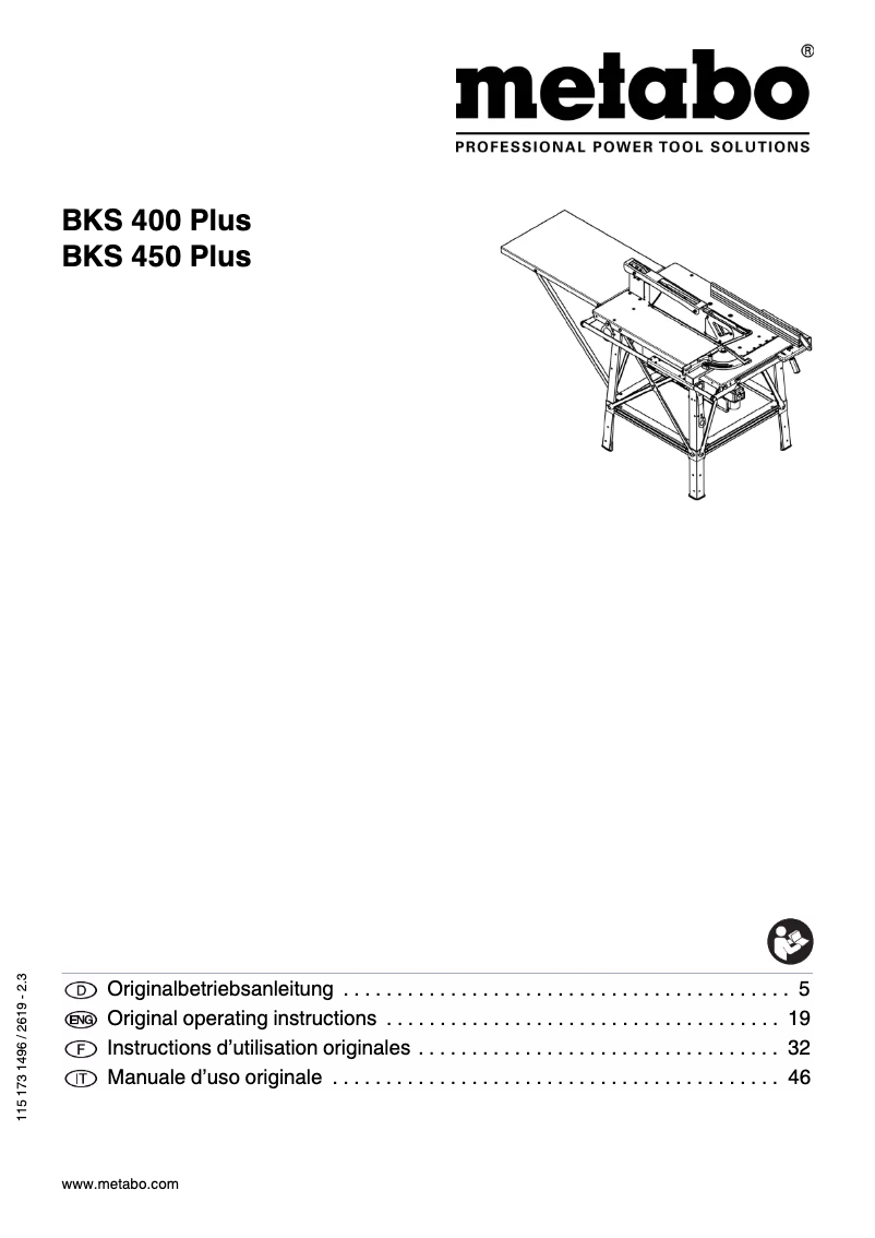 Image de la première page du manuel de l'appareil BKS 450 Plus