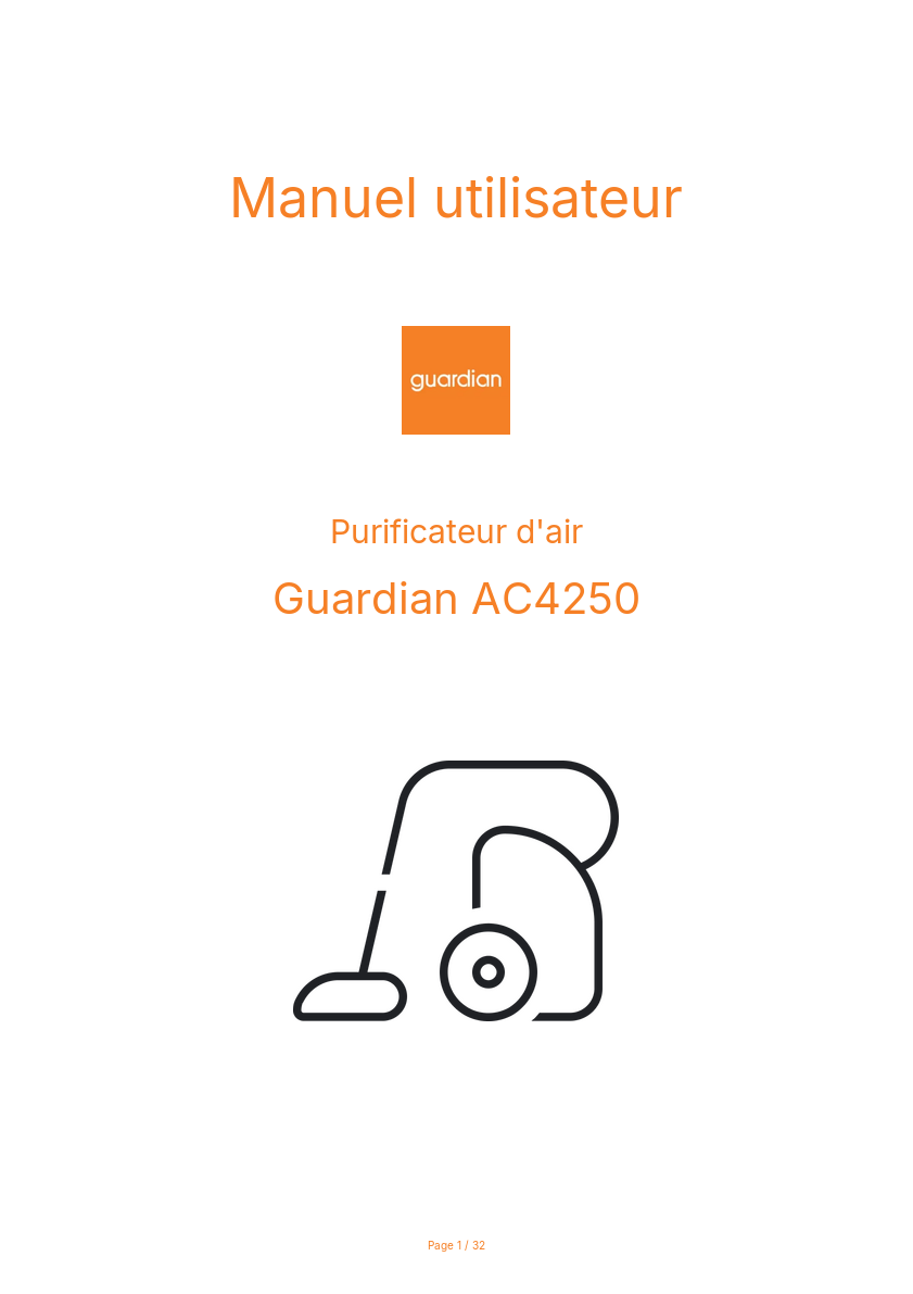 Image de la première page du manuel de l'appareil AC4250