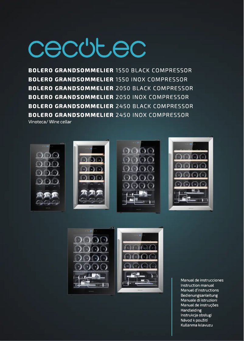 Page 1 de la notice Manuel utilisateur Cecotec Bolero GrandSommelier 2450 Black Compressor