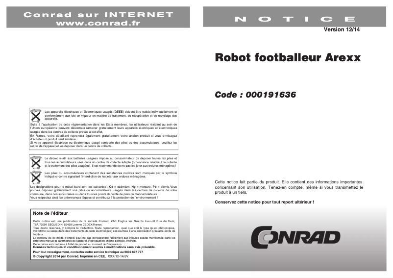 Page 1 de la notice Manuel utilisateur AREXX SR-129