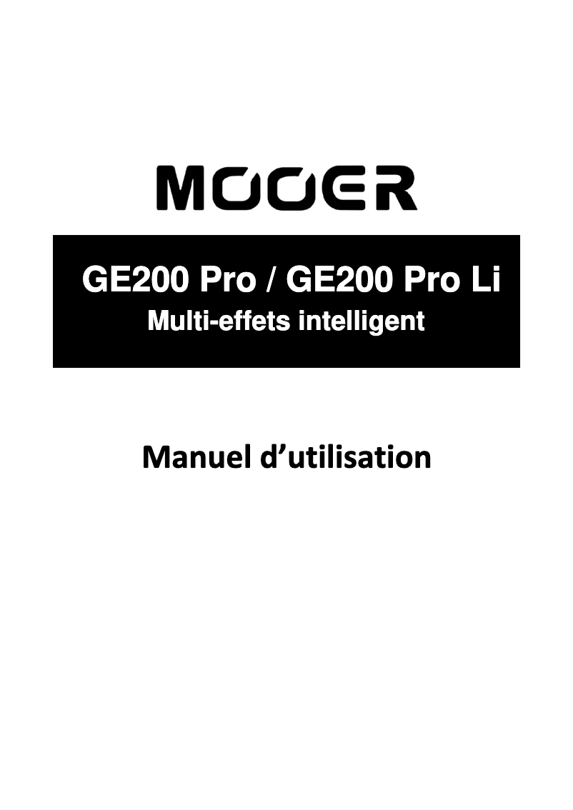 Page 1 de la notice Manuel utilisateur Mooer GE200 Pro Li
