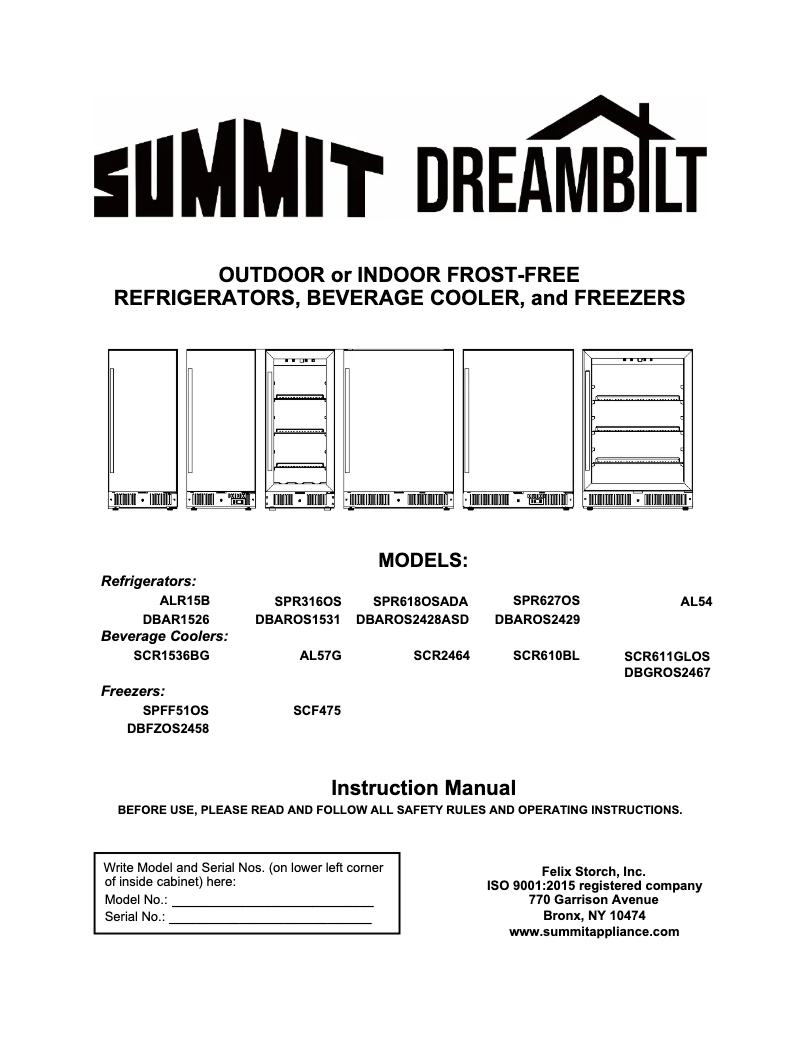 Page 1 de la notice Manuel utilisateur Summit SCF475