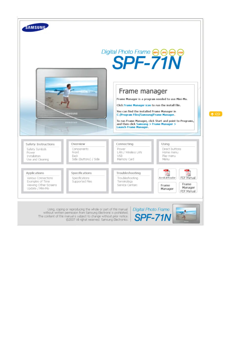 Page n°1 - Manuel utilisateur Samsung SPF-71N