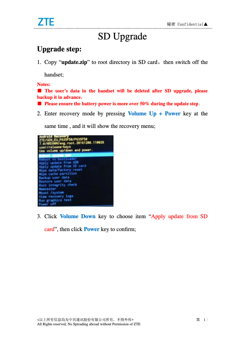 Page 1 de la notice Manuel utilisateur ZTE VFD 511