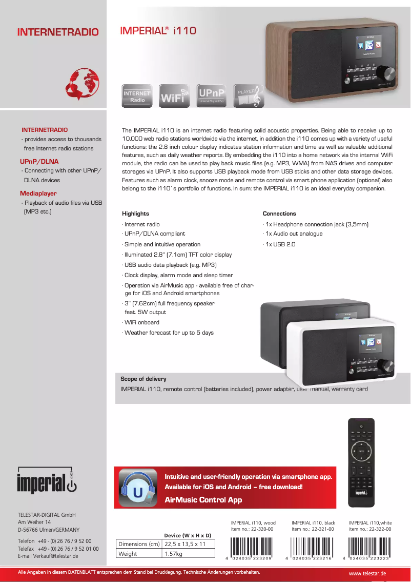 Imagen de la primera página del manual del dispositivo I110