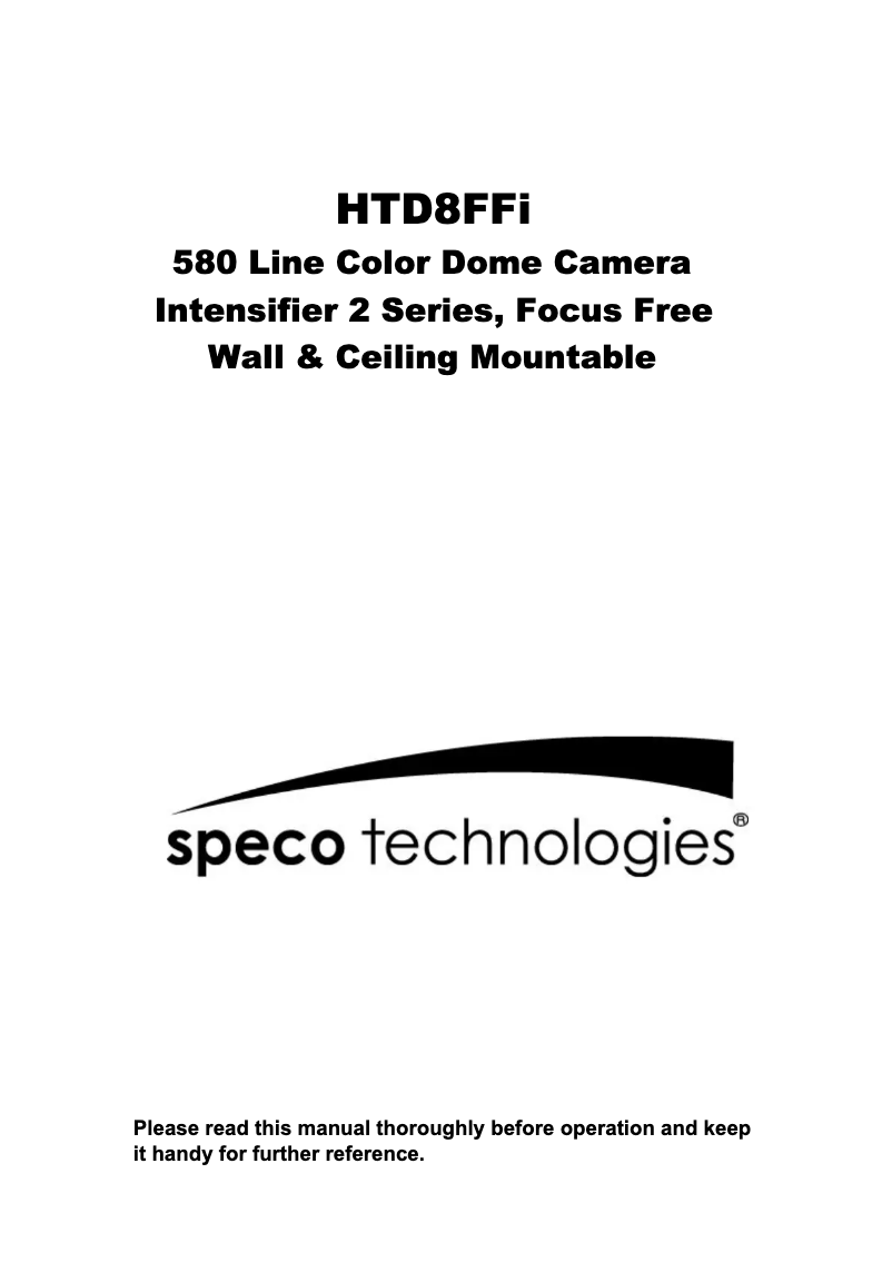 Page 1 de la notice Manuel utilisateur Speco Technologies HTD8FFI
