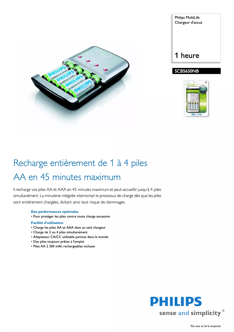 Page n°1 - Fiche technique Philips MultiLife SCB5650NB