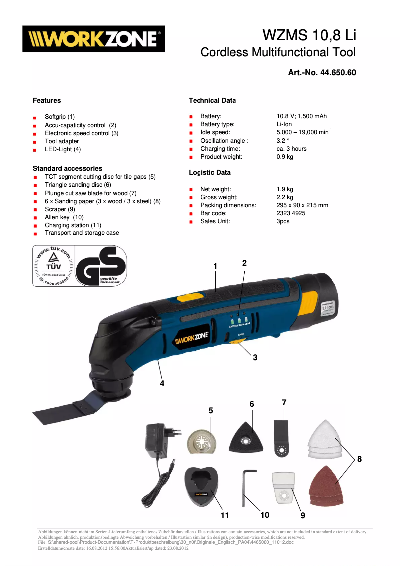 Image de la première page du manuel de l'appareil WZMS 10,8 Li