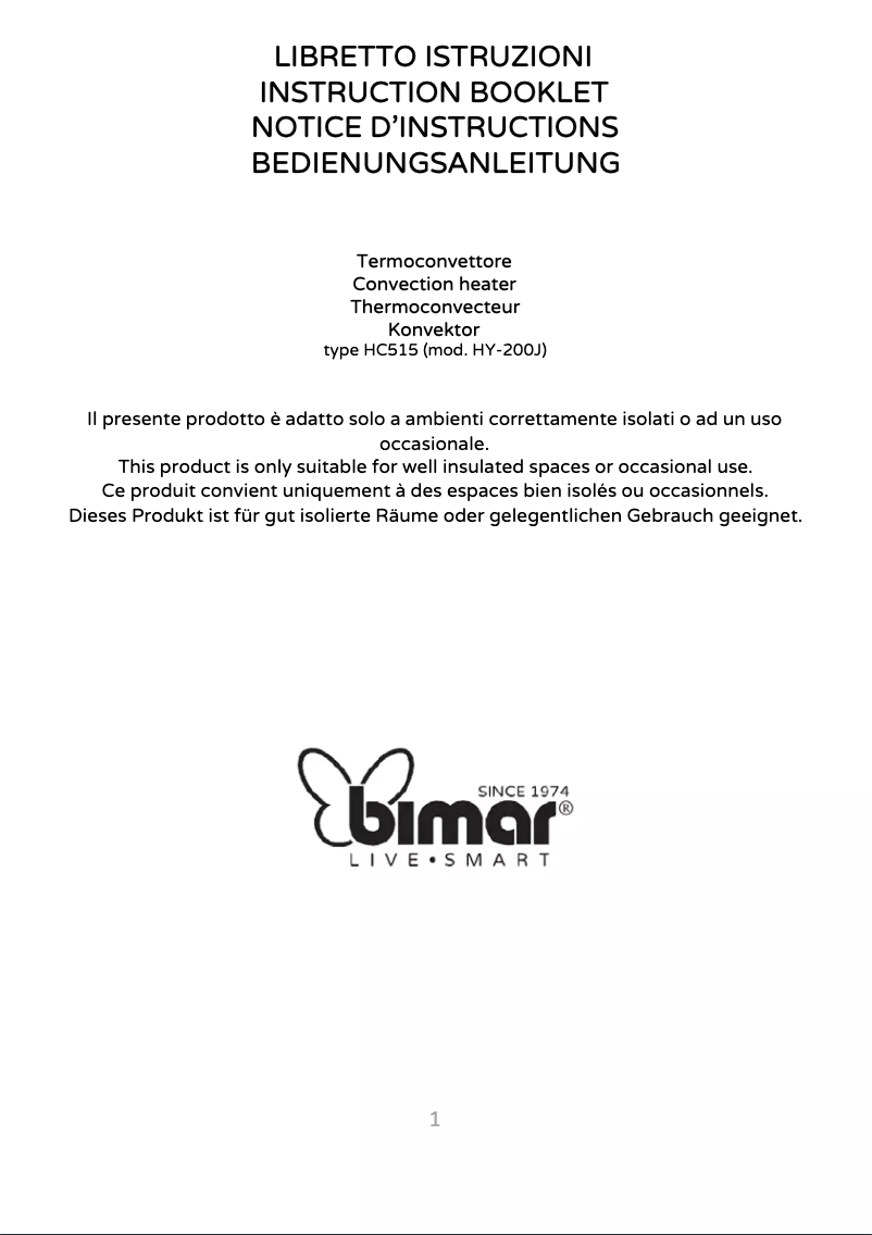 Page 1 de la notice Manuel utilisateur Bimar HC515