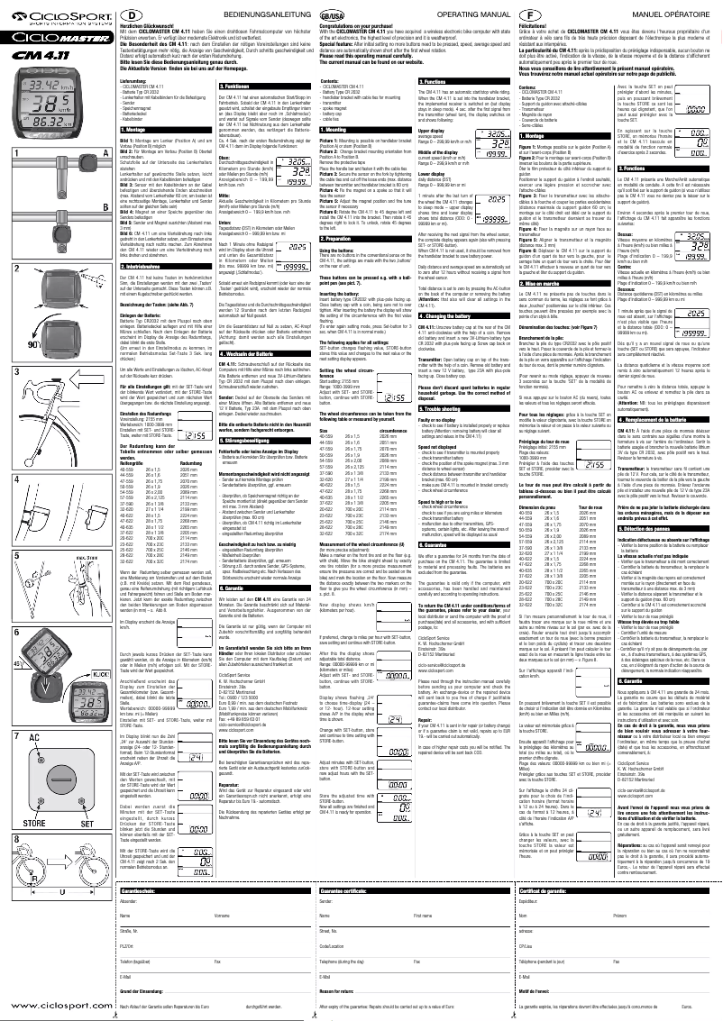 Image de la première page du manuel de l'appareil Master CM 4.11
