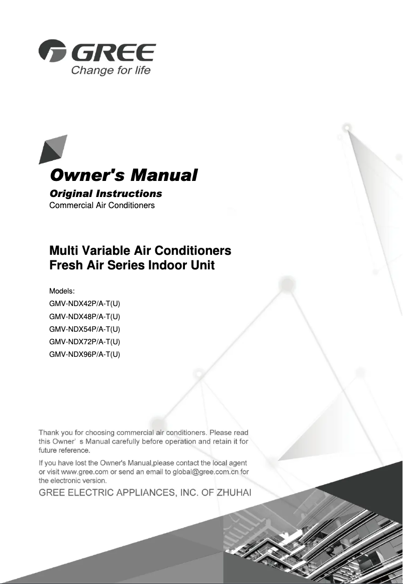 Página 1 del manual Manual de usuario Gree GMV-NDX48P/A-T