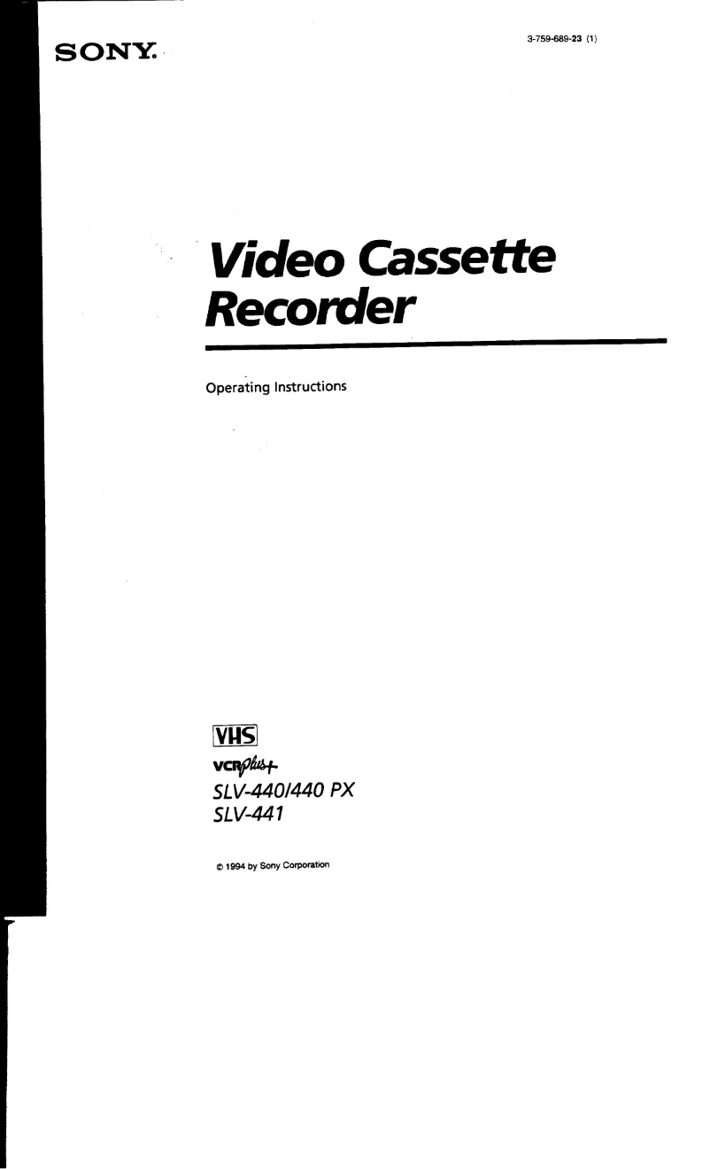 Page 1 de la notice Manuel utilisateur Sony SLV-440