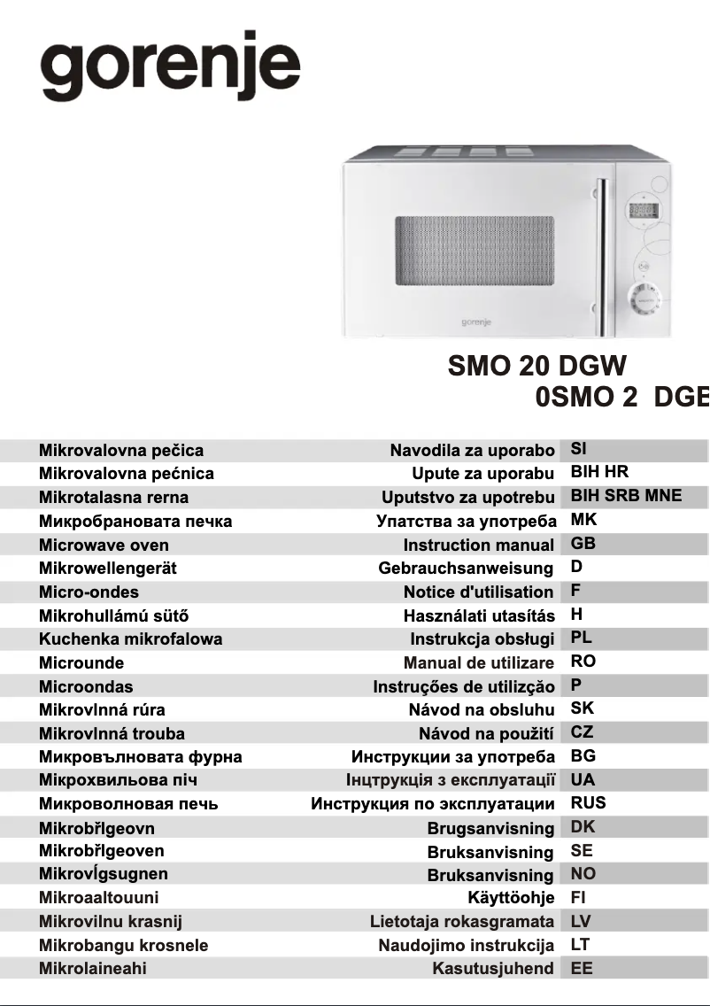 Page 1 de la notice Manuel utilisateur Gorenje SMO20DGW