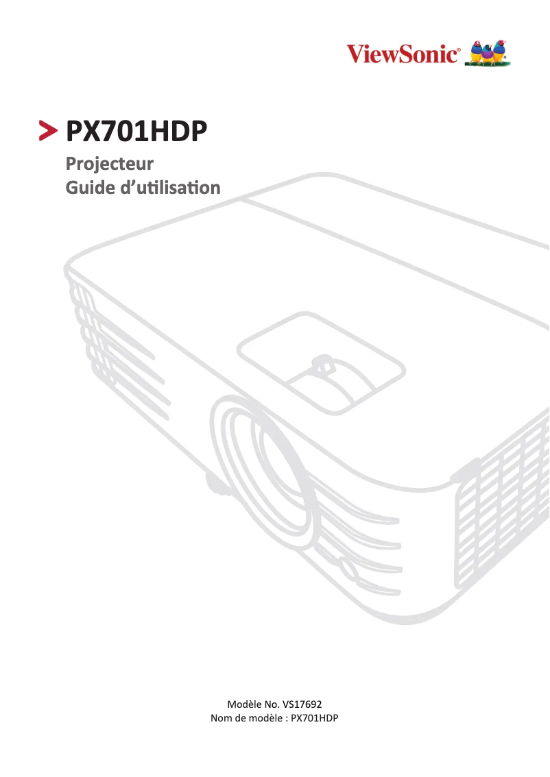 Page 1 de la notice Manuel utilisateur Viewsonic PX701HDP