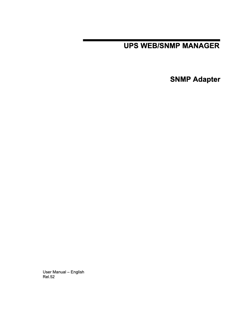 Image de la première page du manuel de l'appareil SNMP Pro Adapter