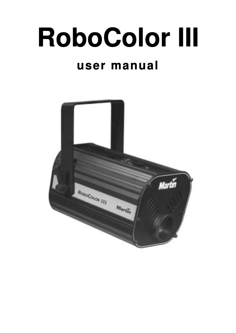 Page n°1 - Manuel utilisateur Martin RoboColor III